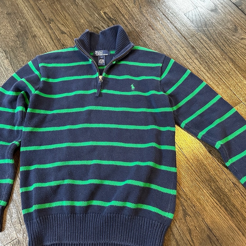 Ralph Lauren Children’s Navy and Green Zip-Up Sweater